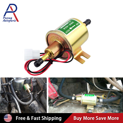 #ad Inline Fuel Pump 12v Electric Transfer Low Pressure Gas Diesel Fuel Pump HEP 02A $8.49