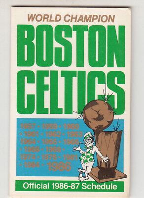 #ad 1986 87 BOSTON CELTICS Pocket Schedule NBA Bank of Boston World Champion $8.00