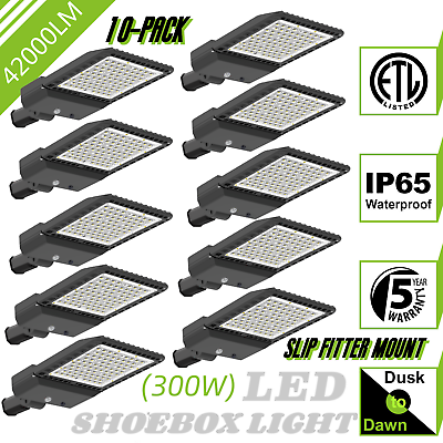 #ad 10 Pack 300W LED Parking Lot Light Outdoor Shoebox Street Security Area Lighting $1444.38