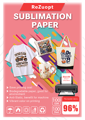 #ad 100PCS A4 paper Heat Press Transfer Paper On Fabric T shirt Inkjet Printer $13.99