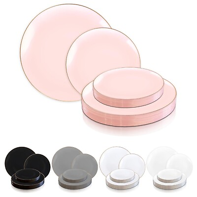 Organic Round Disposable Plastic Plates Wedding Party Value Sets 120 PCS $147.99