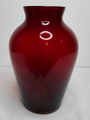 #ad VTG. Red Glass Ginger Jar Shaped Vase 5quot; $8.99