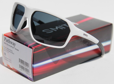 #ad SMITH OPTICS Pathway Sunglasses Matte White ChromaPop Black NEW $149 $74.95