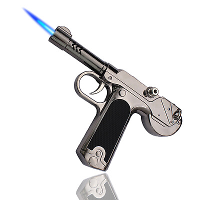 #ad Pistol Shaped Gun Lighter Fireplace Butane Torch Lighter Windproof Refillable $13.99