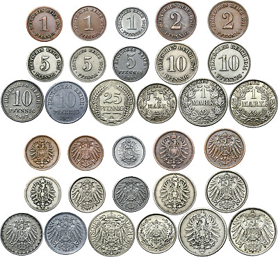 #ad German Empire Collection BUNDLE Set 16 Coins Pfennig amp; Mark 1873 1922 LOT Silver $59.00