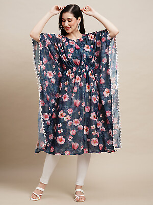#ad Long Size Kaftan Dress Loose Casual Boho Womens Maxi Dress Caftan Kimono Sleeve $48.29