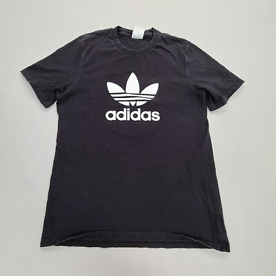 Adidas Shirt Adult Medium Trefoil Black Outdoors Comfort Casual Streetwear Mens #ad $10.00