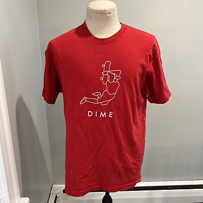 #ad Dime Brand Mens Tshirt Skateboard Red Large Short Sleeve $12.60