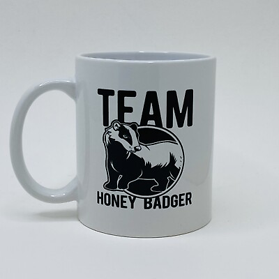 #ad TEAM HONEY BADGER Coffee Mug Beverage Cup NEW White Funny Gag Gift Standard Size $5.99
