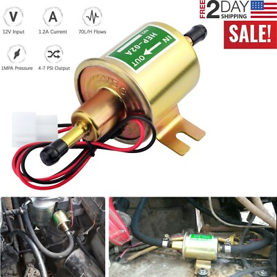 #ad Inline Fuel Pump 12v Electric Transfer Low Pressure Gas Diesel Fuel Pump HEP 02A $7.85