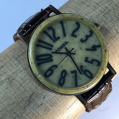 #ad Vintage Fossil Stone Dial Mens Copper Quartz Watch 37mm BW 6739 $66.30