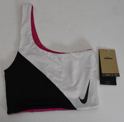 Nike Women#x27;s Color Block 3 in 1 Reversible Bikini Top Black Pink White L $41 $14.99