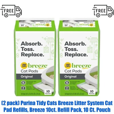 #ad 2 pack 10 Ct Pouch. Purina Tidy Cats Breeze Litter System Cat Pad Refills $18.43