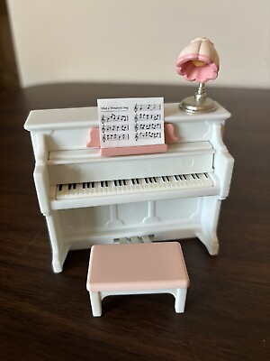 #ad Sylvanian Families Calico Critters White Piano Pink Bench Sheet Music Lamp $14.99