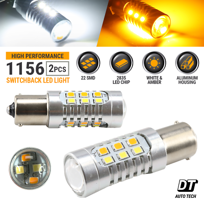 #ad High Power 1156 Dual Color White Amber Switchback LED Turn Signal Light Bulbs $12.14
