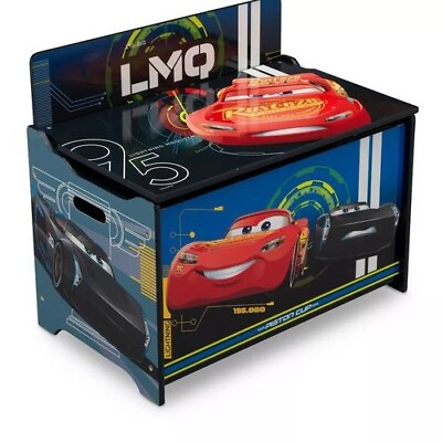 #ad Disney Pixar Cars Toy Box Storage Chest Bin Organizer Trunk Kids Bench Children $39.99