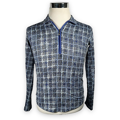 #ad San Soleil Womens Base Layer Golf Top Shirt Blue Long Sleeve Collar Stretch XS $24.99