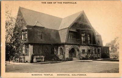 1920#x27;S. MONROVIA CA. MASONIC TEMPLE. POSTCARD FF2 $7.95