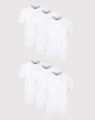 Hanes Men#x27;s White Crewneck T Shirt 6 Pack Undershirt Tee TAGLESS FreshIQ Comfort $25.64