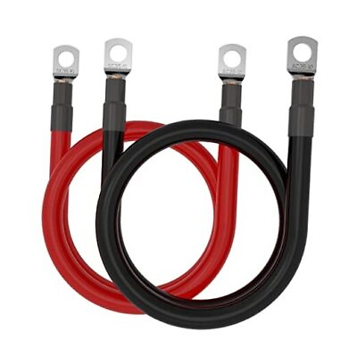 2 AWG Gauge Battery Inverter Cables Set Red Black 1FT 30cm unpainted（2AWG） $23.84