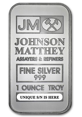 Johnson Matthey Assayers amp; Refiners 1 oz .999 Fine Silver Bar Sealed $40.04