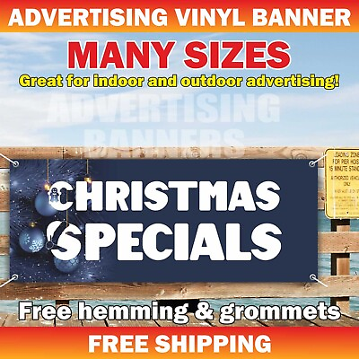 #ad CHRISTMAS SPECIALS Advertising Banner Vinyl Mesh Sign Xmas Christmas Gifts Sale $219.95