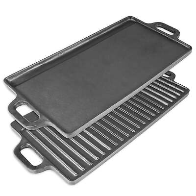 #ad 2 in 1 Pans Reversible amp; Preseasoned 19.5” x 9” Cast Iron Griddle $29.97