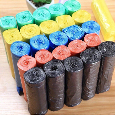 #ad 75pcs 5 Rolls Garbage Bags Trash Bags Rubbish Bags For Cleaning Home Waste Bin $7.81