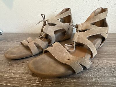EUROSOFT by Softt Women#x27;s Size 7.5M Tan Leather Gladiator Sandals Zip Back $17.16