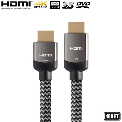 #ad 100FT Active HDMI Cable 4K 60Hz 1080p 3D 18Gbps 22 TV DVD XBOX PS4 In Wall CL3 $195.60