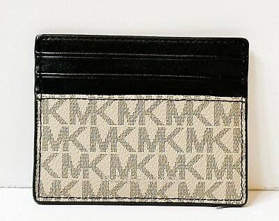 #ad MICHAEL KORS MENS COPPER CARD CASE WALLET MK HEMPTON BROWN BLACK $28.80