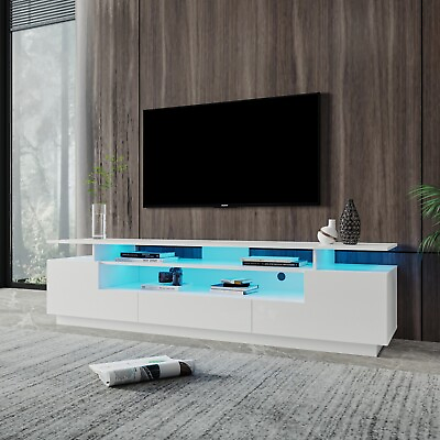 #ad LED TV Stand Cabinet for Tv#x27;s up to 80quot; Entertainment Center High Gloss TV Stand $209.99