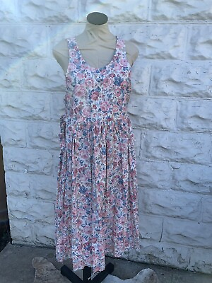 Vintage 1980’ Handmade Floral Dress Women’s Multicolor Tie Sides Casual Everyday $24.49