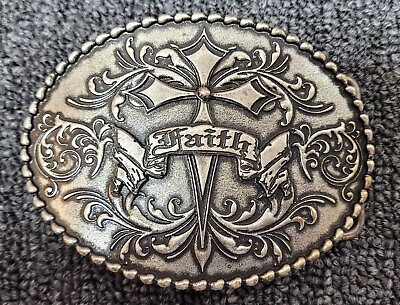 #ad Rare Western Edge Faith Antique Oval Belt Buckle by Taylor Brands. $41.39