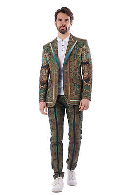 BARABAS Men#x27;s Medusa Multi color Peak Lapel Baroque Suit 3SU21 $438.90