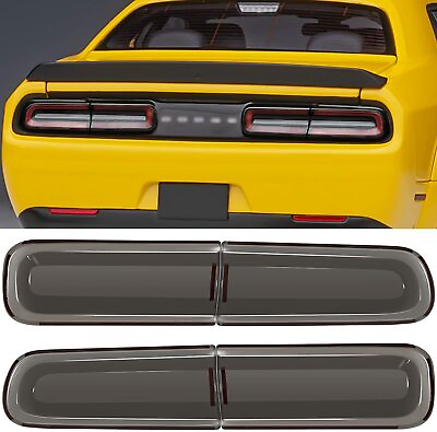 #ad Smoked Tail Light Cover Guard Exterior Accessories Rear Kit For Dodge Challenger $33.99