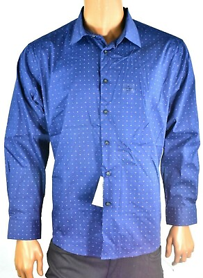 #ad Alfani Mens Shirt New S Blue Long Sleeves Button up Dotted Party Casual $16.19