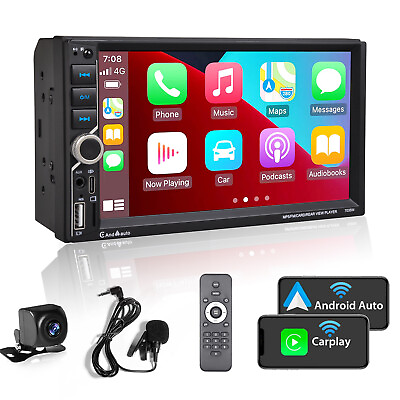 #ad Double Din Car Stereo Wireless Apple CarPlay 7quot; touchscreen Bluetooth Radio USBD $69.99