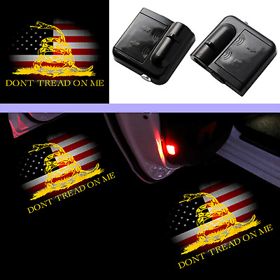 #ad 2x Don#x27;t Tread On Me US American Flag Logo Wireless Car Door LED Light Projector $17.08