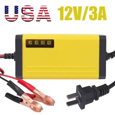 12V Car Battery Charger Maintainer Auto Trickle RV for Truck Motorcycle Portable $6.95