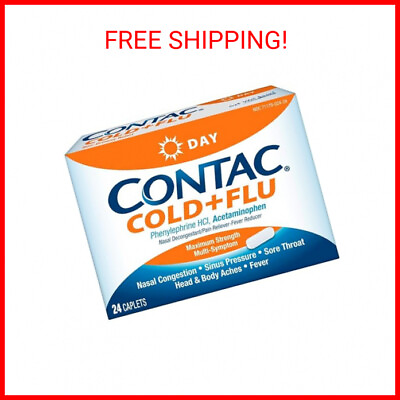 #ad CONTAC Cold Flu Maximum Strength Acetaminophen Daytime Multi Symptom Relief $8.99