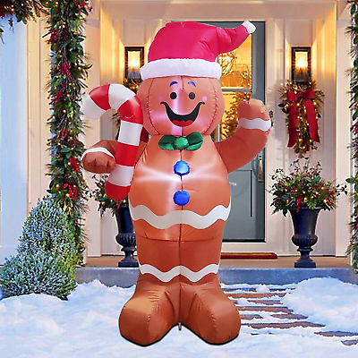#ad Christmas Gingerbread Inflatable Yard Decoration 5Ft LED Lighted Self Inflatabl $36.99