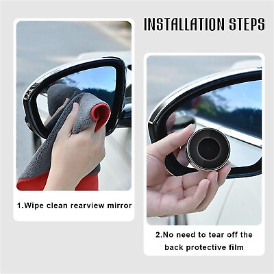 2PC Suction Cup Car Blind Spot Mirror 360° Adjustable Wide Angle For Car Van SUV $6.82