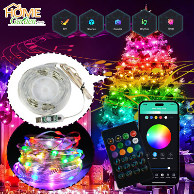 #ad 33ft USB Fairy LED String Strip Lights Smart Color Changing Xmas Decor Outdoor $13.99