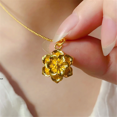 #ad 1pcs Pure 999 24K Yellow Gold Women Lucky Rich Flower Pendant 0.5 0.7g $96.33