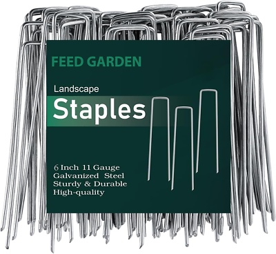 #ad FEED GARDEN 6 Inch 50 Pack Hot Dip Galvanized Landscape Staples Plant Cover $17.79