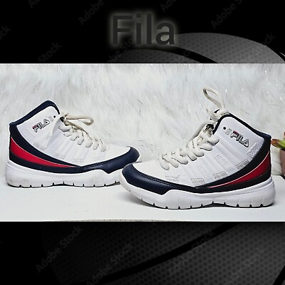 #ad FILA Vulc 13 Faux Leather Boys White Shoes Sneakers High Top 10.5 Basketball $35.00