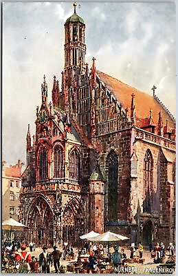 #ad Nuremberg Frauenkirche Germany Roman Catholic Church Jewish Synagogue Postcard $9.89