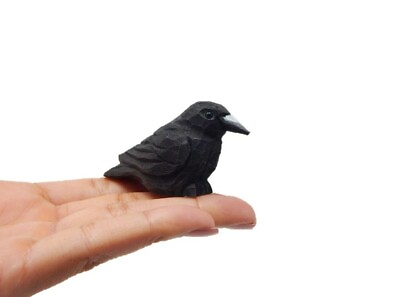 #ad Raven Crow Figure Miniature Black Bird Statue Sculpture Decor Garden Cake Topper $9.99