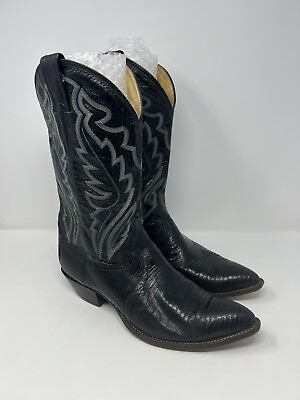 #ad Justin Boots Mens US 11.5 D Black Exotic Lizard Skin 8315 Cowboy Western $68.88